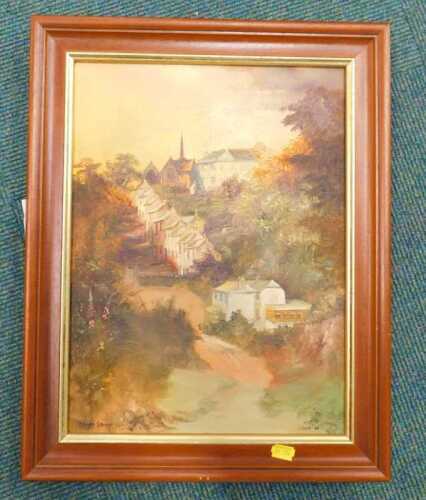 I Pope (20thC). Landscape, church, oil, signed.