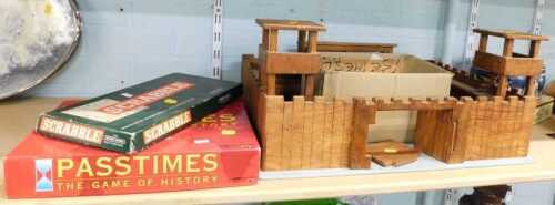 Toys, to include a child's wooden fort, various figures, various Britains Deetail 1970s figures,...