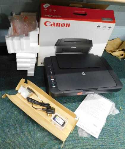 A Canon Pixma MG25505 printer, partially boxed.