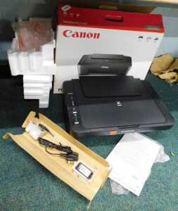 A Canon Pixma MG25505 printer, partially boxed.