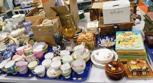 Various china, pottery and effects, Potter (Beatrix) books, cottageware, Aynsley, small hamper,...