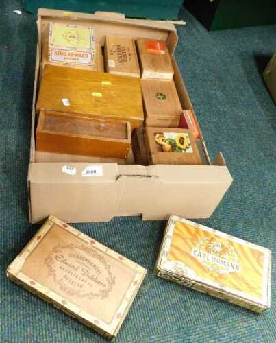 Various boxes, cigar boxes, advertising, Villiger Napoleon Elba cigars and others. (1 box)