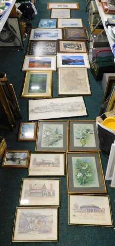 Various maps, embroideries, elephant print, various other pictures, prints, etc. (a quantity)