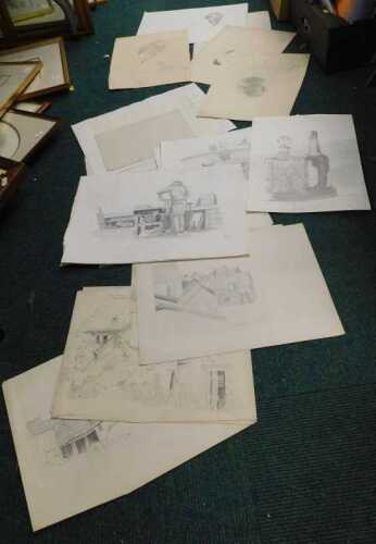 20thC School. Various sketches, still life, figures, portraits, some signed and partially dated...