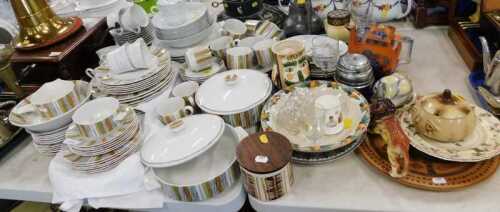 A Midwinter Sienna pattern comprehensive part dinner service, to include two lidded tureens, cup,...