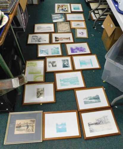 Various prints, pictures, frames, maps, late maps, photographic prints, etc. (1 box)