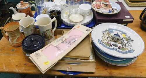 Various Royal commemorative wares, Victorian and later, Queen Victoria commemorative jug, Denby...