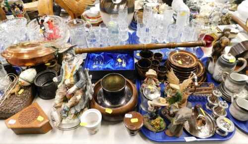 Various silver plated ware, glassware, Collie ornament, part dinner service, travel drink set,...