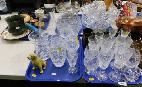 Various drinking glasses, Swarovski bear, flower basket, other cut glass, various other pottery...