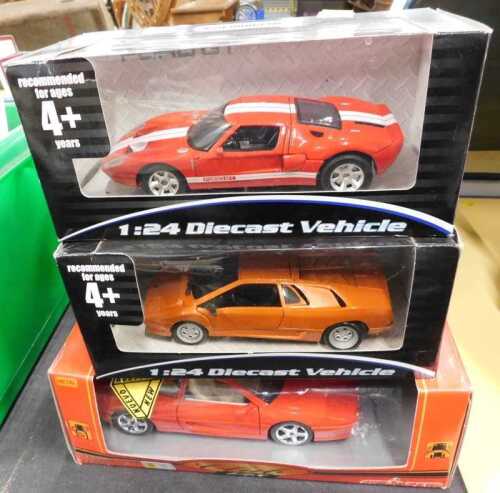 A Kid Connection boxed diecast 1:24 scale Lamborghini Diablo, Club 1/18 Majorette Ferrari...