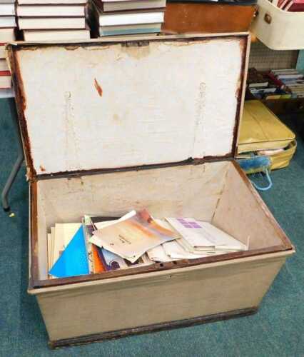 A tool trunk, containing a quantity of mathematical and other ephemera, books, supplementary...