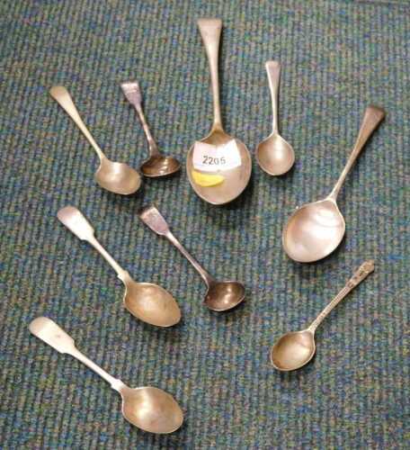 Two early 19thC silver preserve spoons, and various other silver plated spoons. (a quantity)