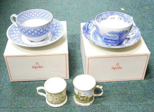 A Spode Blue Room Italian oversized cup and saucer, another, each boxed and other china cups etc....