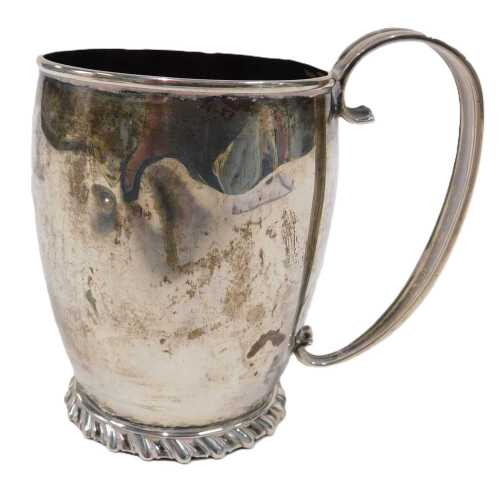 An early 20thC mug, stamped, stirling, 9cm high, 3oz.