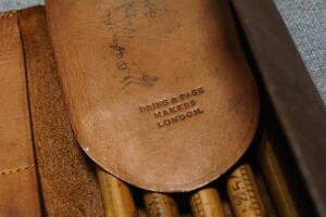 *A Dring & Fage wood and brass sectional measuring dip rod - 3