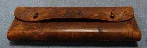 *A Dring & Fage wood and brass sectional measuring dip rod in leather pouch - 3