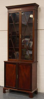 A 19thC mahogany cabinet bookcase