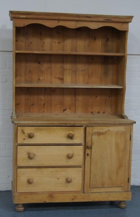 A Victorian stripped pine Lincolnshire dresser base