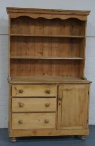 A Victorian stripped pine Lincolnshire dresser base