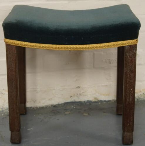 A limed oak stool made for The Coronation Service of King George VI and Queen Elizabeth. The padded