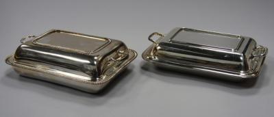 Two EPNS rectangular entree dishes and covers.