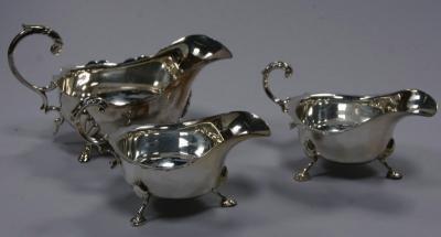 A pair of EPNS sauce boats and an EPNS gravy boat.