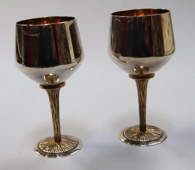 A pair of Elizabeth II heavy silver goblets