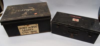 *A black jappaned tin deed box