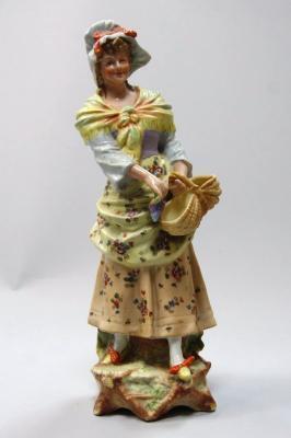 A Continental porcelain standing figure of a girl