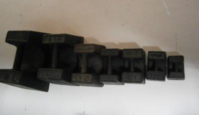 *A graduated set of seven weights from 7lb down.