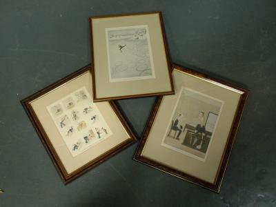 *After John Bateman. Three coloured prints 'The Income Tax Official on thin ice'