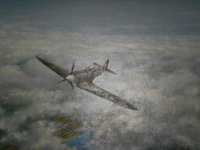 Johnston. Spitfire in low cloud