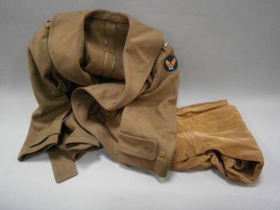 USAAF Officer's Jeep coat badged WWII period and Land Army Breeches.