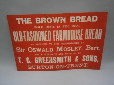 Oswald Mosley Advertising cardboard hanging sign.