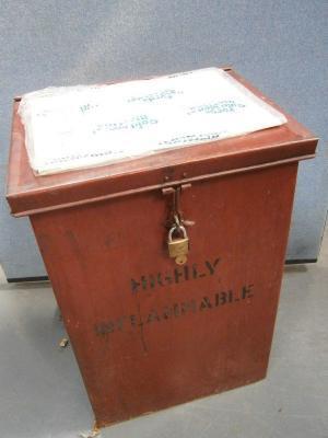 *A painted steel secure cabinet