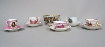 Five Victorian cups and saucers