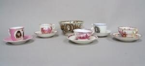 Five Victorian cups and saucers