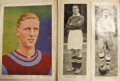 A football scrap book depicting players from the 1930's and 1940's