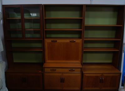 A G Plan three section teak wall unit