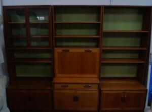 A G Plan three section teak wall unit