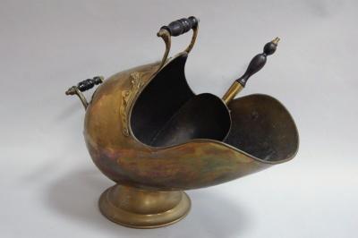 A Victorian brass coal helmet