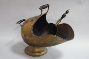 A Victorian brass coal helmet