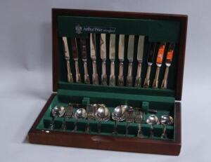 An Arthur Price canteen of shell and thread pattern silver plated cutlery.