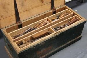 A painted pine tool chest