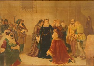 A pair of Victorian chromolithographs of period court scenes