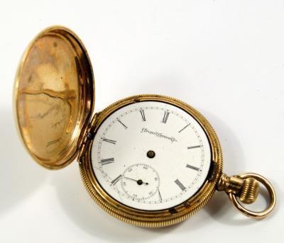 An American gold plated hunter pocket watch