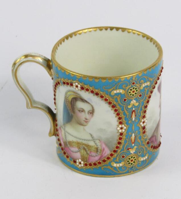 A Sevres porcelain coffee can