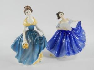 Two Royal Doulton figures of Melanie HN2271 and Elaine HN2791.