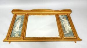 A Victorian gilt wood three section picture overmantel mirror