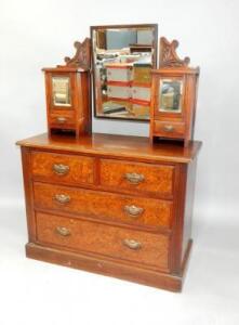 A Victorian mahogany and faux burr wood dressing chest